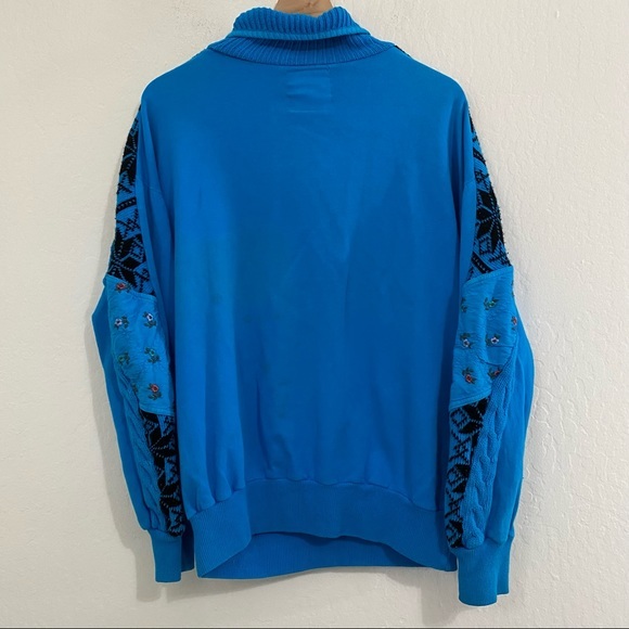 Old America Men’s S Cableknit Floral Embroidered V Neck Collar Pullover Sweater - Picture 8 of 8